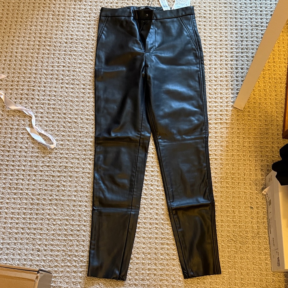 NWT Zara Black Skinny Pants faux leather